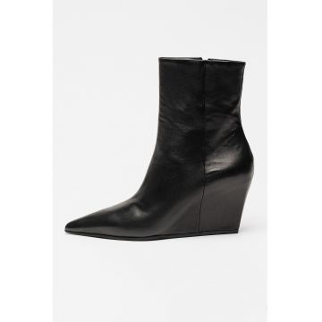 Vic Matie - Botine din piele cu talpa wedge - Negru