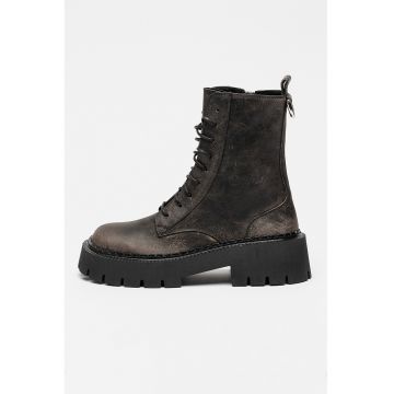 Vic Matie - Ghete army din piele Saddle - Gri antracit