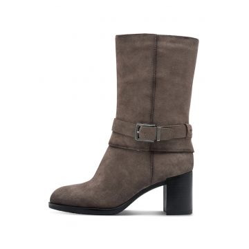 Botine cu toc masiv - Maro inchis