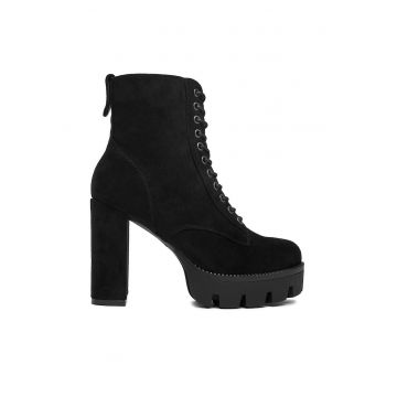Botine dama -  23756-4-BLACK - negru - sintetic
