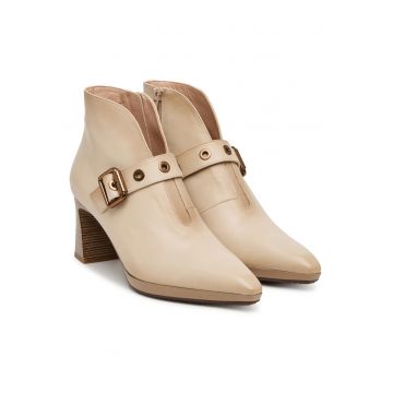 Botine dama HI254244 -  Piele naturala - Crem