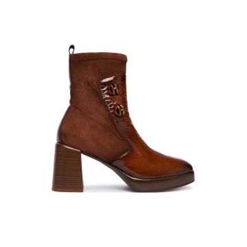 Botine dama  Hispanitas - Piele naturala - Maro