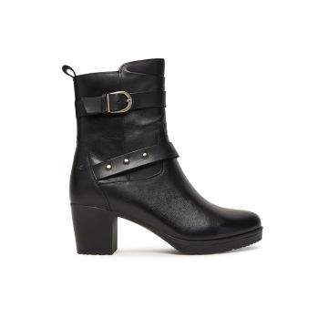 Botine dama MI205 -  Piele naturala - Negru