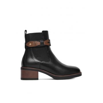 Botine dama -  piele naturala - negru - Negru