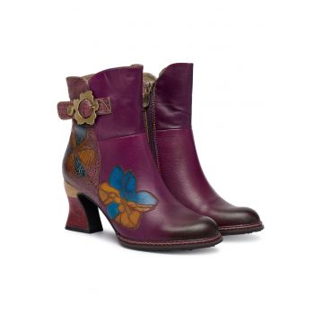Botine dama -  Violet Eleao 02 - piele naturala - mov