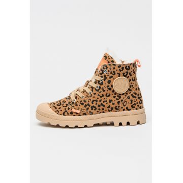 Cizme cu animal print Pampa Hi Zip Leo - Negru/Maro camel