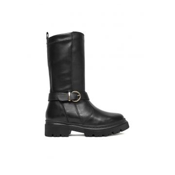 Cizme fete  piele naturala - negru