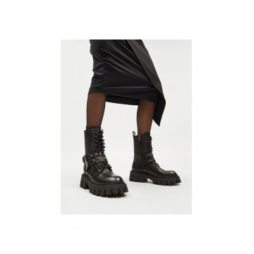 Ghete dama -  GANDRA-8326 - piele naturala - negru -