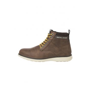 Ghete de piele ecologica cu detaliu logo - Maro inchis