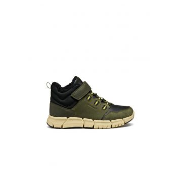 Ghete sport baieti -  piele naturala - verde/negru