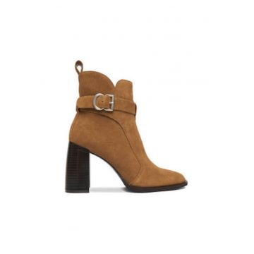 Botine dama  maro - piele naturala - cu fermoar