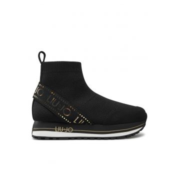 Botine fete -  textil - negru -