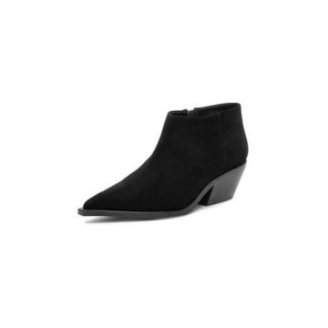Botine pentru dama  EO-VITA-1772 - piele naturala - negru - varf ascutit - fermoar -