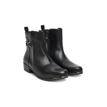 Botine pentru femei -  piele naturala - negru