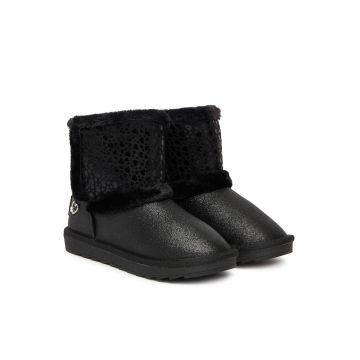 Cizme fete -  piele ecologica - negru