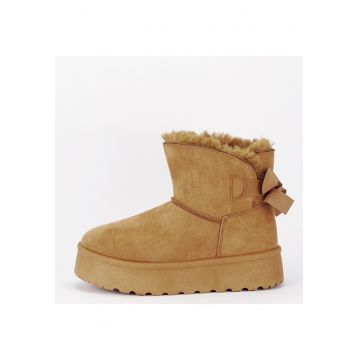 Cizme scurte camel cu fundita in spate DAY9057 113 16188 - Bej