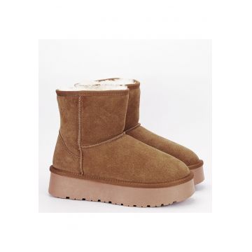 Cizme scurte camel din piele naturala B-W5825 110 11354 - Maro camel