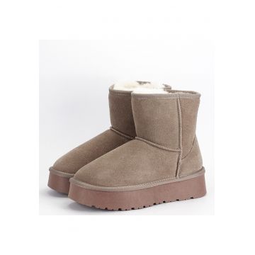 Cizme scurte kaki deschis din piele naturala W5825 110 18779 - Kaki