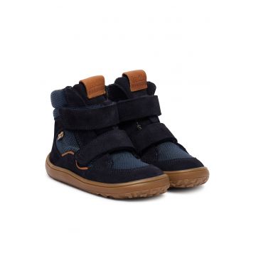 Ghete baieti -  piele naturala - albastru/maro