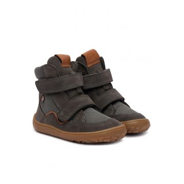 Ghete baieti -  piele naturala - gri inchis/maro