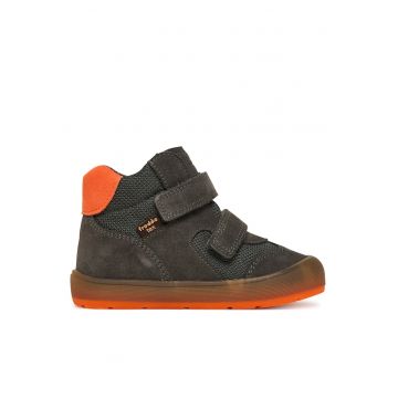 Ghete baieti -  piele naturala - portocaliu/verde