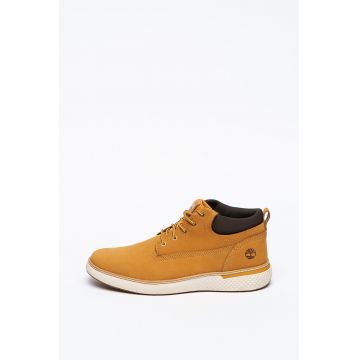 Ghete chukka de piele cu garnituri textile Cross Mark - Maro camel