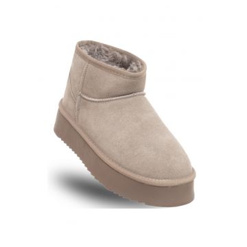 Ghete dama  HUGH PLATFORM - gri - piele naturala
