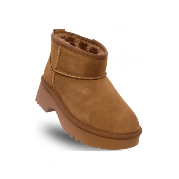Ghete dama -  LEA SUEDE - maro - piele naturala - talpa din spuma