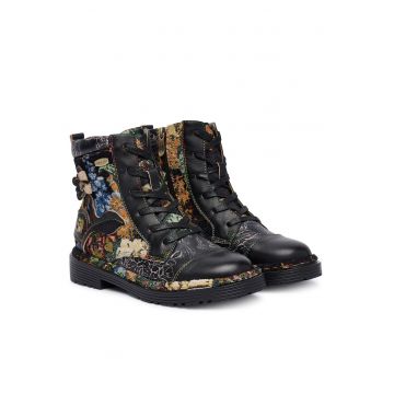 Ghete dama -  Piele naturala - Negru