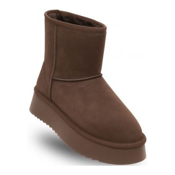 Ghete dama -  SCW421P09/03 TIR PLATFORM - maro - piele naturala - platforma de 4cm