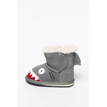 Ghete de iarna din piele intoarsa cu captuseala de lana si fara inchidere Shark Walker