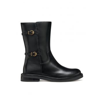 Ghete de piele cu catarame - Auriu/Negru