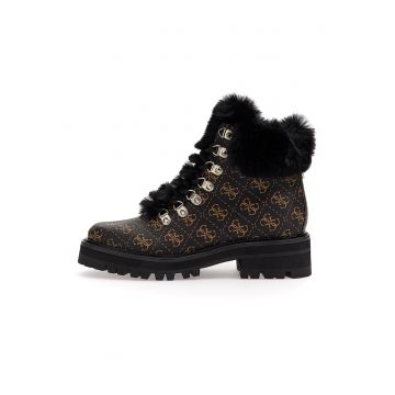 Ghete de piele ecologica cu model - Maro inchis