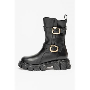 Ghete din piele cu aspect masiv - Negru
