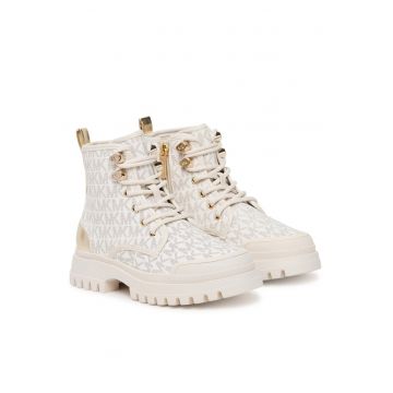 Ghete fete -  piele ecologica - alb/auriu