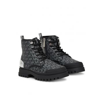 Ghete fete -  piele ecologica - negru/argintiu