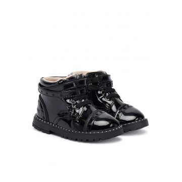 Ghete fete -  piele ecologica - negru lucios