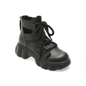 Ghete PASS COLLECTION negre, LY60003, din piele naturala