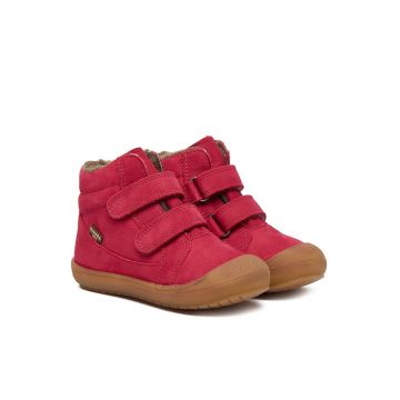 Ghete  pentru fete - piele naturala - Rosu/Maro