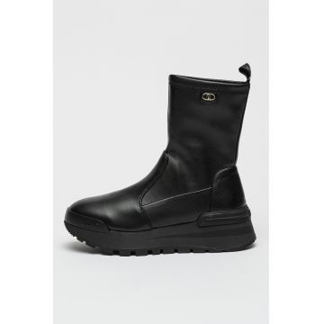 Ghete slip-on de piele ecologica - Negru stins