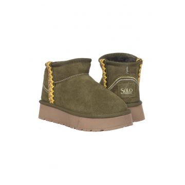 Pantofi de dama Hota Seude piele naturala Verde - Maro/Kaki