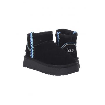 Pantofi de dama HOTA Seude Triming piele naturala negru cu albastru - Negru/Albastru