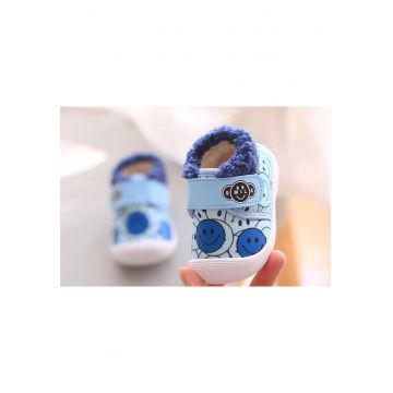 Pantofi imblaniti bleu - smiley - Albastru