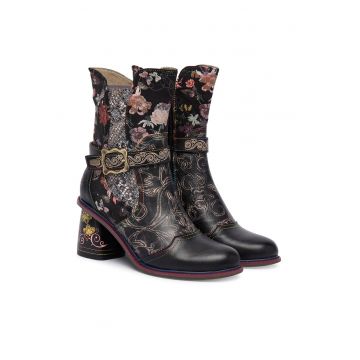 Botine dama 82 -  Piele naturala - Negru