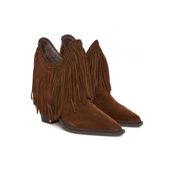 Botine dama -  cowboy - din piele naturala - maro