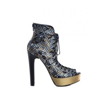 Botine dama decupate Street Style Aztec Piele Naturala