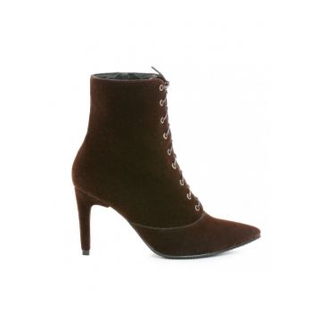 Botine dama Lace-Up Maro Piele Naturala