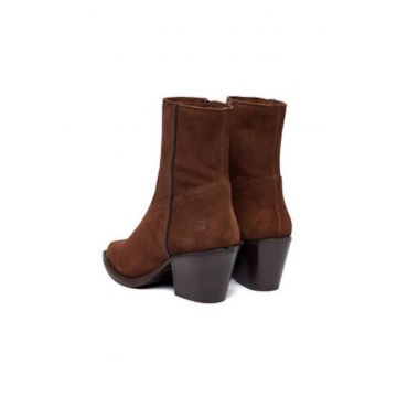 Botine dama  maro - piele naturala - cu fermoar - varf piele naturala -