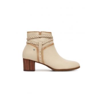 Botine dama -  piele naturala - crem bej