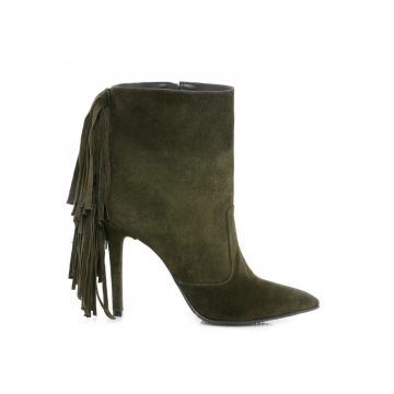 Botine dama Piele Naturala Fringe Khaki